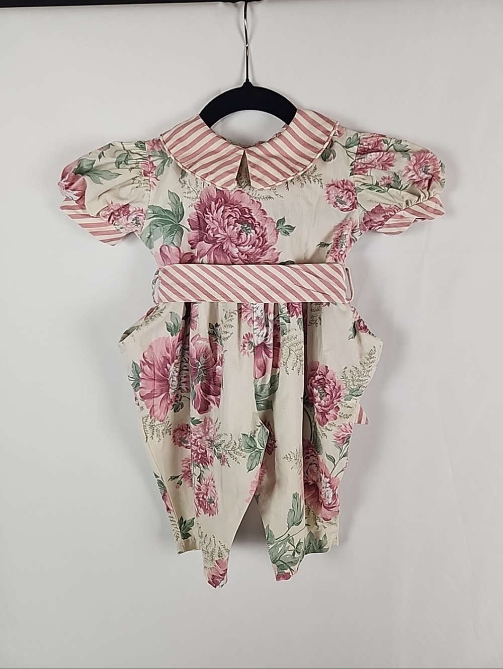 Vintage Baby Girl Floral Romper 18M Peter Pan Collar Cottagecore Prairie USA